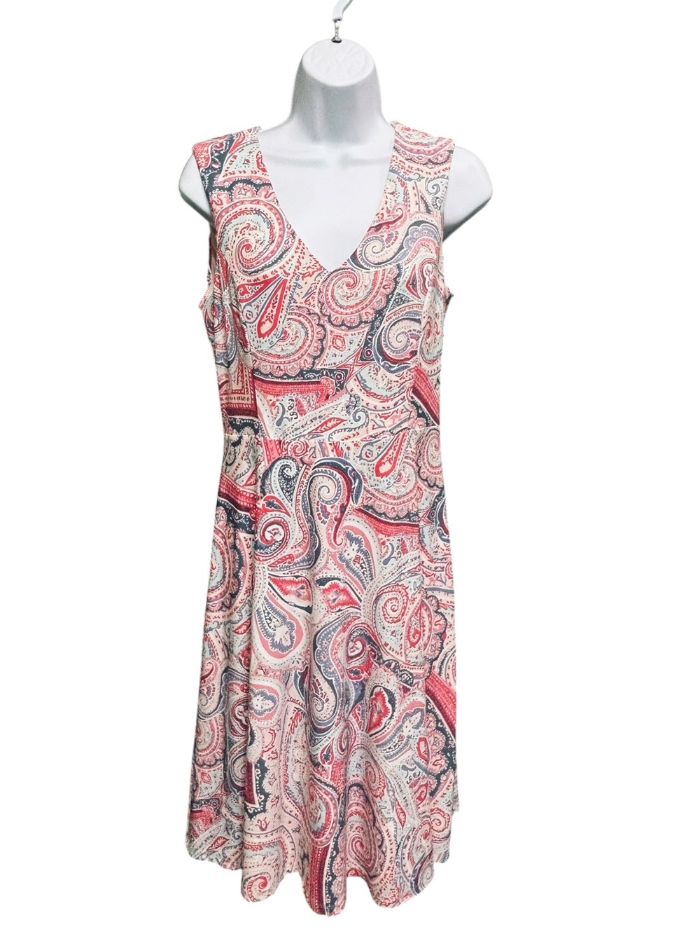 Tommy Hilfiger Paisley V-Neck Fit & Flare Lined Dress Size 4 |